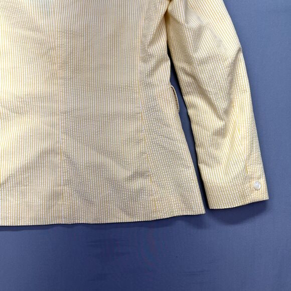 Women's Size 6/7 Blazer Gray Vintage Made In Japan Yellow Striped - Picture 12 of 13